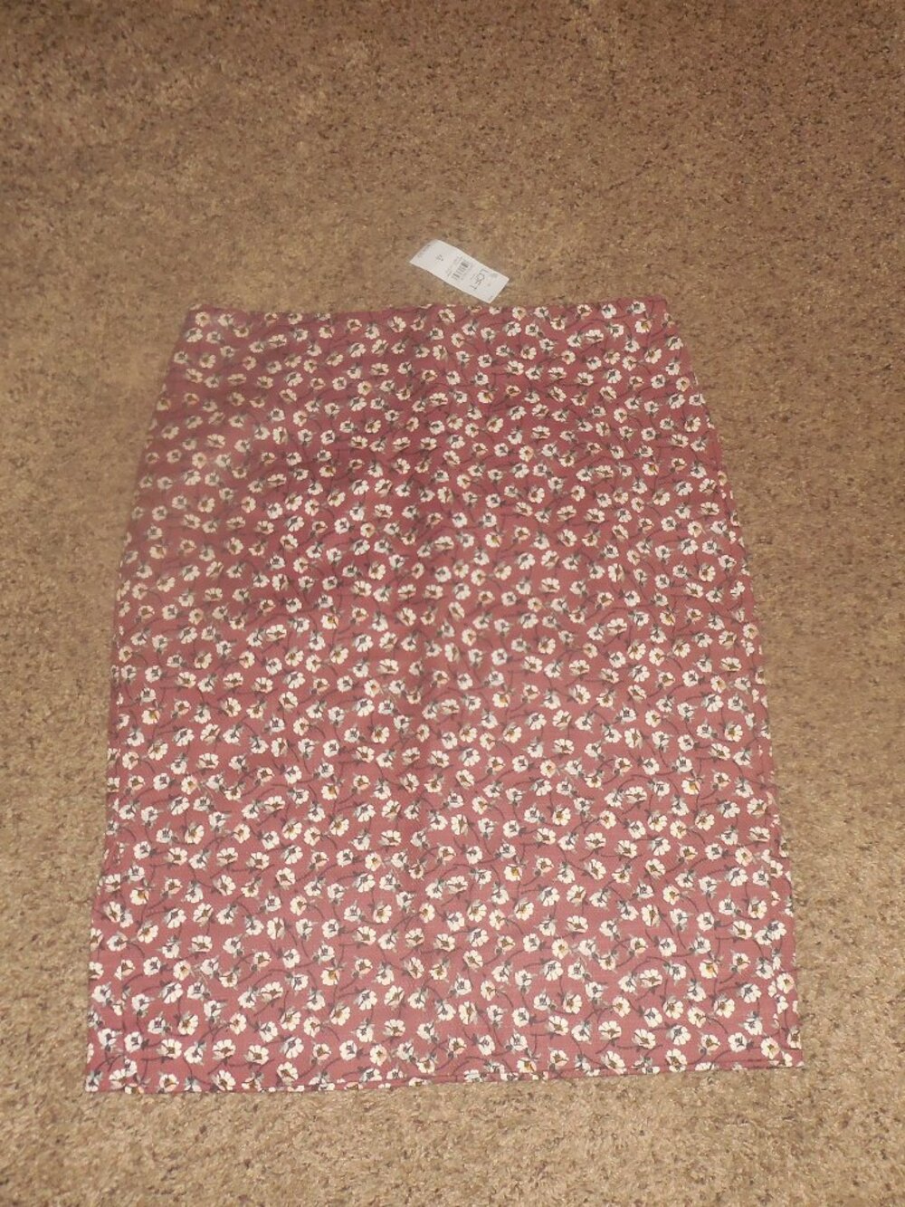 NWT LOFT Brown Skirt Floral 4